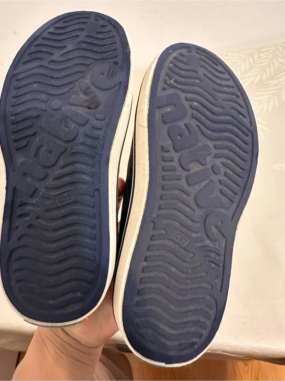 Native Men's Slip-On Perforated Loafers in Navy and White